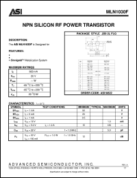 MLN1030F datasheet: NPN silicon RF power transistor MLN1030F