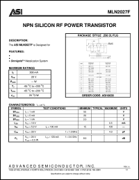 MLN2027F datasheet: NPN silicon RF power transistor MLN2027F