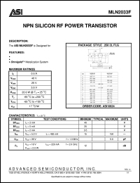 MLN2033F datasheet: NPN silicon RF power transistor MLN2033F