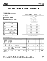 TVU020 datasheet: NPN silicon RF power transistor TVU020