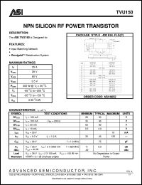 TVU150 datasheet: NPN silicon RF power transistor TVU150