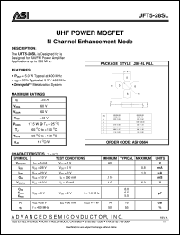 UFT5-28SL datasheet: UHF power MOSFET n-channel enhancement mode UFT5-28SL