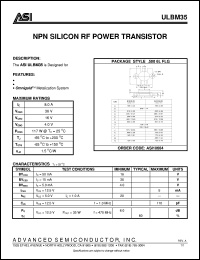 ULBM35 datasheet: NPN silicon RF power transistor ULBM35