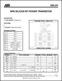 UML25F datasheet: NPN silicon RF power transistor UML25F