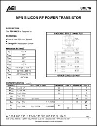 UML70 datasheet: NPN silicon RF power transistor UML70