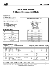 VFT150-50 datasheet: VHF power MOSFET N-channel enhancement mode VFT150-50
