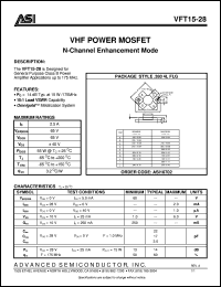VFT15-28 datasheet: VHF power MOSFET N-channel enhancement mode VFT15-28