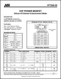 VFT300-28 datasheet: VHF power MOSFET N-channel enhancement mode VFT300-28