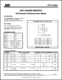 VFT5-28SL datasheet: VHF power MOSFET N-channel enhancement mode VFT5-28SL