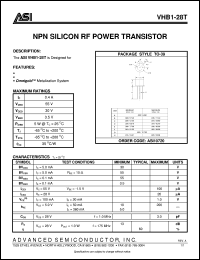 VHB1-28T datasheet: NPN silicon RF power transistor VHB1-28T