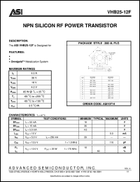 VHB25-12F datasheet: NPN silicon RF power transistor VHB25-12F