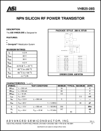 VHB25-28S datasheet: NPN silicon RF power transistor VHB25-28S