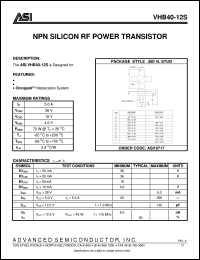 VHB40-12S datasheet: NPN silicon RF power transistor VHB40-12S