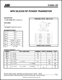 VLB40-12F datasheet: NPN silicon RF power transistor VLB40-12F