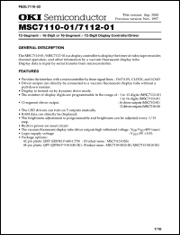 MSC7112-01SS datasheet: 12-segment x 16-digit or 16-segment x 12-digit display controller/driver MSC7112-01SS