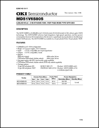 MD51V65805-60JA datasheet: 8,388,608-word x 8-bit dynamic RAM MD51V65805-60JA