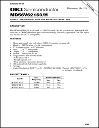 MD56V62160/H-12TA datasheet: 4-bank x 1,048,576-word x 16-bit synchronous dynamic RAM MD56V62160/H-12TA