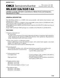 ML63514A-TP datasheet: 4-bit microcontroller with built-in level detector, melody circuit,and comparator, operating at 0.9V ML63514A-TP