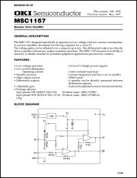 MSC1157RS datasheet: Speaker drive amplifier MSC1157RS