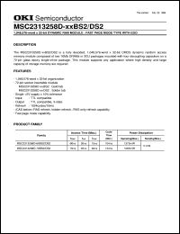 MSC2313258D-60DS2 datasheet: 1,048,576- word x 32-bit dynamic RAM module MSC2313258D-60DS2