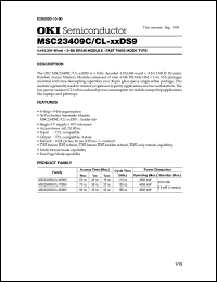 MSC23409CL-70DS9 datasheet: 4,194,304-word x 9-bit DRAM module MSC23409CL-70DS9