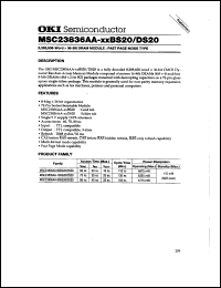 MSC23836AA-80BS20 datasheet: 8,388,608-word x 36-bit  DRAM module MSC23836AA-80BS20