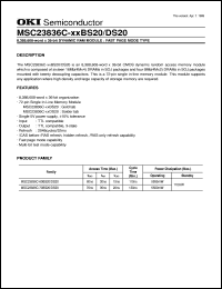 MSC23836C-60BS20 datasheet: 8,388,608-word x 36-bit dynamic RAM module MSC23836C-60BS20