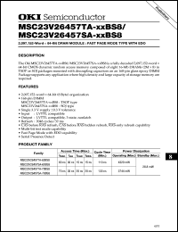 MSC23V26457TA70BS8 datasheet: 2,097,152-word x 64-bit DRAM module MSC23V26457TA70BS8