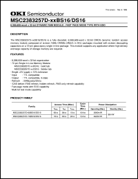 MSC2383257D-60BS16 datasheet: 8,388,608-word x 32-bit dynamic RAM module MSC2383257D-60BS16