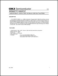 MSM27C1602CZ datasheet: 1,048,576-word x 16-bit or 2,097,152-word x 8-bit one time PROM MSM27C1602CZ