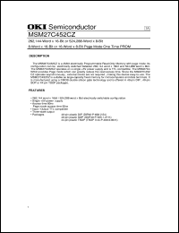 MSM27C452CZ datasheet: 262,144-word x 16-bit or 524,288-word x 8-bit one time PROM MSM27C452CZ