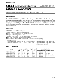 MSM511000CL-60JS datasheet: 1,048,576-word x 1-bit dynamic RAM MSM511000CL-60JS