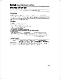 MSM5116160-70JS datasheet: 1,048,576-word x 16-bit dynamic RAM MSM5116160-70JS