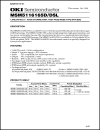 MSM5116165D-50JS datasheet: 1,048,576-word x 16-bit dynamic RAM MSM5116165D-50JS