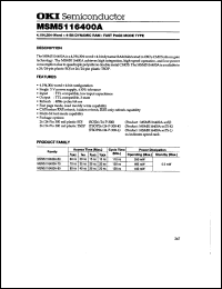 MSM5116400A-60SJ datasheet: 4,194,304-word x 4-bit dynamic RAM MSM5116400A-60SJ