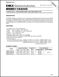 MSM5116400C-50SJ datasheet: 4,194,304-word x 4-bit dynamic RAM MSM5116400C-50SJ