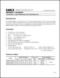 MSM5116400D-60SJ datasheet: 4,194,304-word x 4-bit dynamic RAM MSM5116400D-60SJ