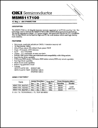 MSM5117100-60JS datasheet: 16 Meg x 1-bit dynamic RAM MSM5117100-60JS