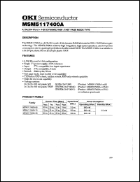 MSM5117400A-60TS-L datasheet: 4,194,304-word x 4-bit dynamic RAM MSM5117400A-60TS-L