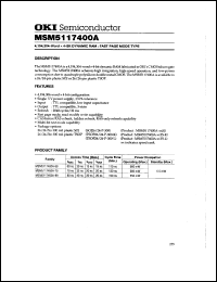 MSM5117400A-80TS-L datasheet: 4,194,304-word x 4-bit dynamic RAM MSM5117400A-80TS-L
