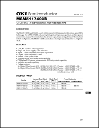 MSM5117400B-60TS-L datasheet: 4,194,304-word x 4-bit dynamic RAM MSM5117400B-60TS-L