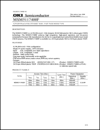 MSM5117400F-60SJ datasheet: 4,194,304-word x 4-bit dynamic RAM MSM5117400F-60SJ