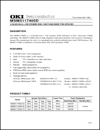 MSM5117405D-50TS-K datasheet: 4,194,304-word x 4-bit dynamic RAM MSM5117405D-50TS-K