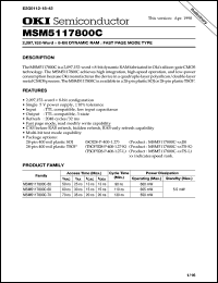 MSM5117800C-60JS datasheet: 2,097,152-word x 8-bit dynamic RAM MSM5117800C-60JS