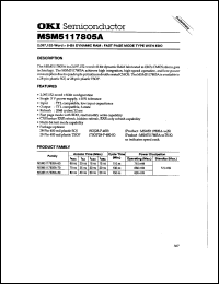 MSM5117805A-70JS datasheet: 2,097,152-word x 8-bit dynamic RAM MSM5117805A-70JS