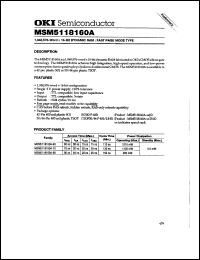 MSM5118160A-60JS datasheet: 1,048,576-word x 16-bit dynamic RAM MSM5118160A-60JS