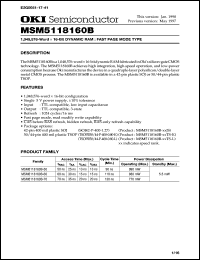 MSM5118160B-60TS-K datasheet: 1,048,576-word x 16-bit dynamic RAM MSM5118160B-60TS-K