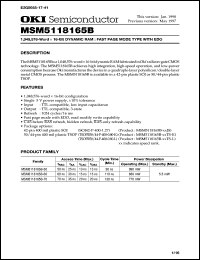 MSM5118165B-50JS datasheet: 1,048,576-word x 16-bit dynamic RAM MSM5118165B-50JS