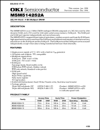 MSM514252A-70ZS datasheet: 262,144-word x 4-bit multiport DRAM MSM514252A-70ZS