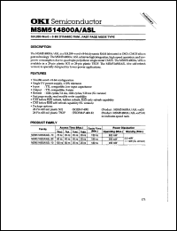MSM514800ASL-70JS datasheet: 524,288-word x 8-bit dynamic RAM MSM514800ASL-70JS